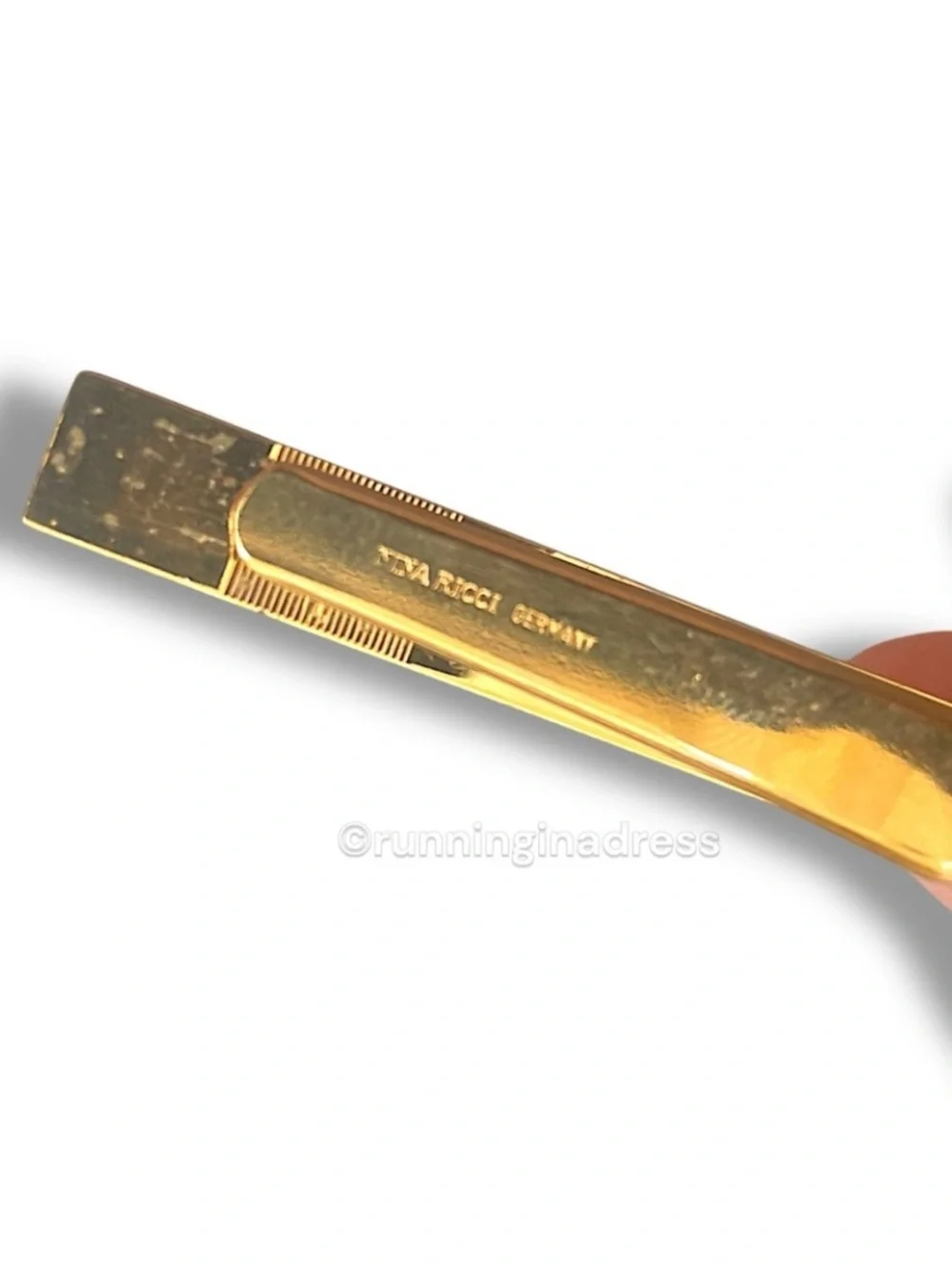 VTG Nina Ricci Paris Logo Two Tone Gold Silver Tie Clip Bar Germany Mens Jewelry